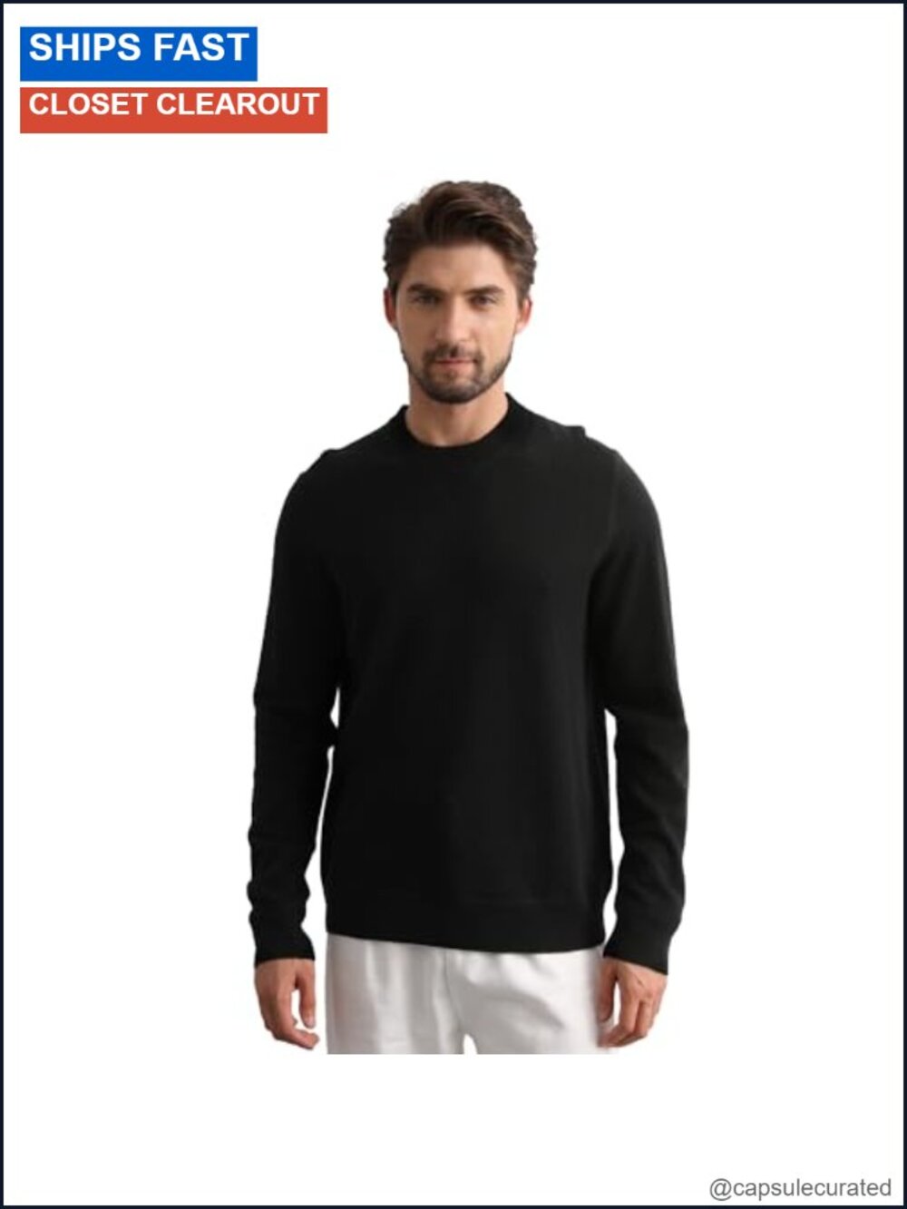GreenMount Cashmere Sweaters for Men Essential Base Crewneck Long Sleeve